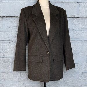 - Vintage Ann Taylor Charcoal wool blazer 65% wool 25% cashmere 10% nylon RR1n